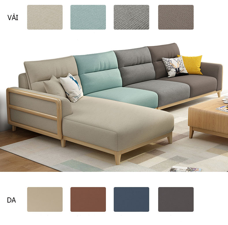 Các màu của bộ ghế sofa thiết kế đặc biệt có khung gỗ bao quanh